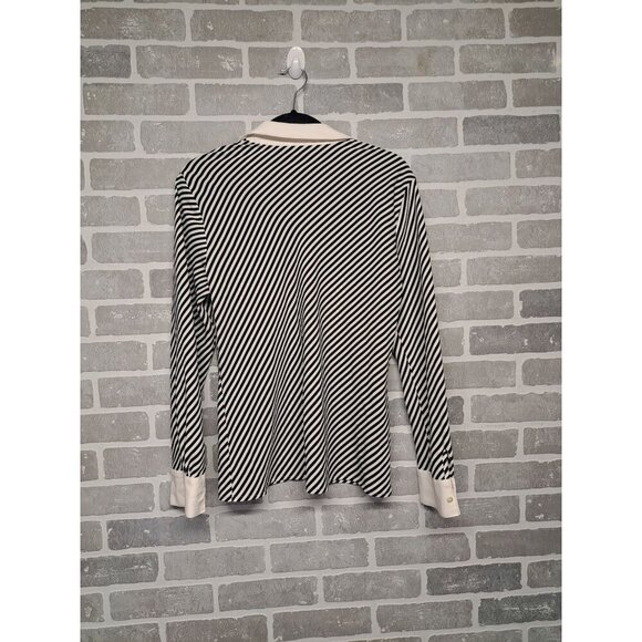 Notations 90s Striped Button Down,Long Sleeve Classic Women Blouse Size Medium - Picture 2 of 10